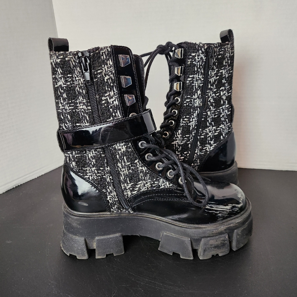 Grandleap Women's Combat Ankle Boots Goth